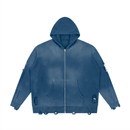 Marry Distressed Full Zip Sweater Hoodie