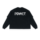 POWER paneled color block long sleeve tee in black