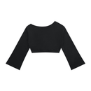 FLOVE women's off-shoulder cropped sweatshirt in black, back view