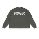 POWER paneled color block long sleeve tee in dark gray