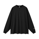 IMUSKOP Queens NY Cuff Label Long Sleeve, black, front view with small label just above the left cuff