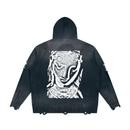 Marry Distressed Full Zip Sweater Hoodie