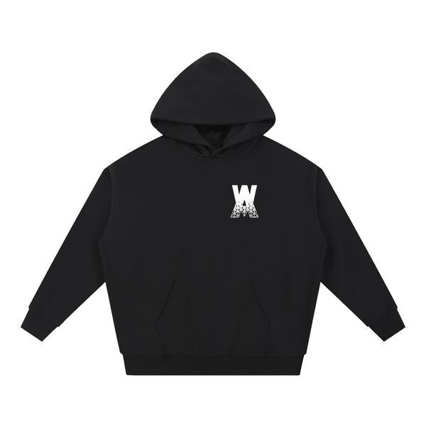 Abstract Weirdo Logo Heavyweight Hoodie, black, front with the white AW logo on the left chest