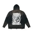 Marry Distressed Full Zip Sweater Hoodie