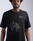 Nick Every Under Pressure Tee in black, worn, cracked coal and ice-blue diamond print