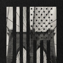 Brooklyn Bridge Flag black tee by IMUSKOP print close-up