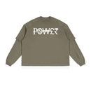 POWER paneled color block long sleeve tee in army green