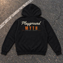 Playground Myth Classic Script Hoodie — flat-lay