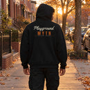 Playground Myth Classic Script Hoodie — model shot
