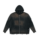 Marry Distressed Full Zip Sweater Hoodie