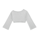 FLOVE women's off-shoulder cropped sweatshirt in flower gray, back view