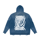 Marry Distressed Full Zip Sweater Hoodie