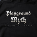 Playground Myth Full Chrome Gothic Hoodie — print close-up