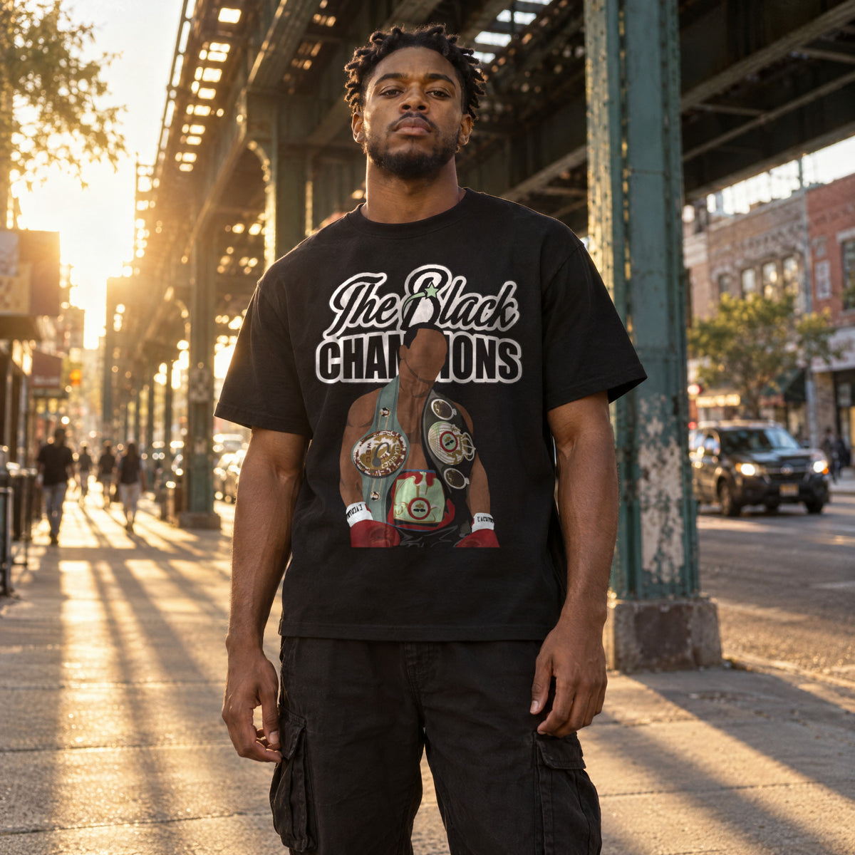 Tyson tee by The Black Champions, worn in Queens
