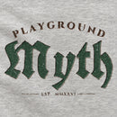 Playground Myth Puff Myth Hoodie — print close-up