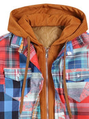Checkered  Printed Hoodie Fake Two-Piece Jacket Cotton Jacket