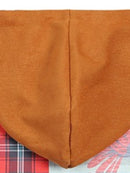 Checkered  Printed Hoodie Fake Two-Piece Jacket Cotton Jacket