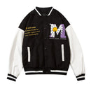 Daisy Flowers Patch Leather Baseball Jacket