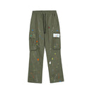 Painted Cargo Pants Mens Drawstring Wide Leg
