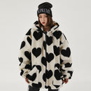 Cute Heart-shaped Print Lambswool Winter Jacket