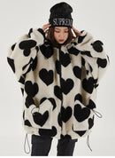 Cute Heart-shaped Print Lambswool Winter Jacket