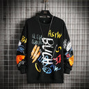 GlacialWhale Men Crewneck Sweatshirt Men 2021 Harajuku Oversized Japanese Streetwear HipHop Black Hoodie Men Sweatshirts Hoodies