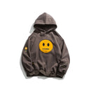 GONTHWID Zipper Pocket Smile Face Patchwork Hoodie