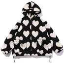 Cute Heart-shaped Print Lambswool Winter Jacket