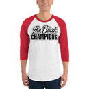 Black Champions 3/4 sleeve raglan shirt