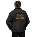 STAY WEIRD denim sherpa jacket