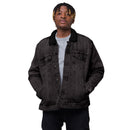 STAY WEIRD denim sherpa jacket