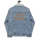 STAY WEIRD denim sherpa jacket