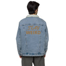 STAY WEIRD denim sherpa jacket
