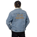 STAY WEIRD denim sherpa jacket