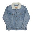 STAY WEIRD denim sherpa jacket