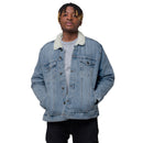 STAY WEIRD denim sherpa jacket