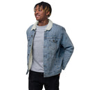 STAY WEIRD denim sherpa jacket